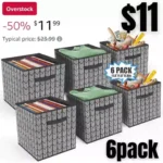 Fabric Cube Storage Organizer Bins, Collapsible Sturdy Cube Storage Bins Set of 6