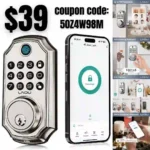 Fingerprint Keypad Smart Door Lock with App Control, Smart Deadbolt with 100 Code