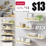 Floating Shelves, Bathroom Gold Decor, Set of 4