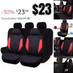 Flying Banner Car Seat Covers Full Set Protectors Fabric Sporty Color Black Gray Red Purple Orange Rear Bench Split SUV Truck