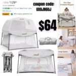 Foldable Playpen, GROWNSY Portable Baby Playpen with Canopy for Babies and Toddlers