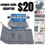 Foldable Stone Bath Mat, Fast Drying and Non-Slip Natural Diatomaceous Earth Mat