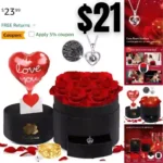 Forever Flowers – Preserved Roses with Necklace, Eternal Rose Preserved Flowers Gifts for Her