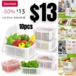 Fruit Storage Containers for Fridge – 10-Piece Kitchen Organizers Leak Proof Produce Saver and Veggie Storage Bins Set for Refrigerator