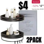 Geobella Shower Shelves 2-Pack,With 4 Hooks And 1 Towel Bar No Drilling Shower Organizers