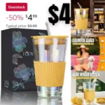 Glass Tumbler with Glass Straw and Lid,450ml Aurora Colorful Iced Coffee Cup with Silicone Protective Sleeve
