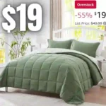 Home Queen Comforter Set, 3-Pieces Lightweight Solid Down Alternative Comforter, Soft Reversible Bedding Set for All Seasons