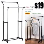 Honey-Can-Do Adj Ht Dbl Flared Garment Rack