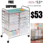 Honey-Can-Do Rolling Storage Cart and Organizer with 12 Plastic Drawers
