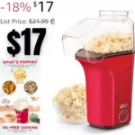 Hot Air Popcorn Popper Maker with Measuring Cup to Portion Popping Corn Kernels + Melt Butter