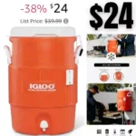 Igloo Portable Sports Cooler Water Beverage Dispenser with Flat Seat Lid