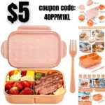 Jeopace Bento Box for Adults, 3 Compartments, Leakproof, Microwave Safe, BPA Free