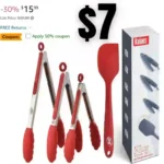 Kaluns Kitchen Tongs for Cooking Grilling Set of 4