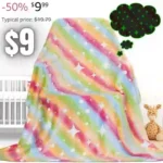 Kids Blanket Glow in The Dark Blanket Rainbow Fleece Throw Blanket Stars Blanket Kids Glow in The Dark Blankets for Girls Boys Teen Kids