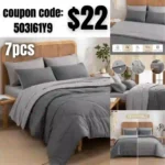 King Bed in a Bag, 7-Pieces Reversible Comforter Sets Ultra Soft Bed Set with Comforters