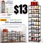 Kitsure Shoe Organizer – 10-Tier Tall Shoe Rack for Closet, Entryway, Sturdy Shoe Shelf