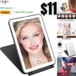 LED Makeup Mirror for Travel, 32 LEDs Lighted Vanity Mirrors with Dimmable Lighting