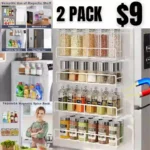 Magnetic Spice Rack for Refrigerator – 2pcs Small Fridge Spice Rack Magnet and 2pcs Large Magnetic Shelf for Kitchen Organization