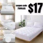 Mattress Pad Full Size Top Down Alternative Filling Pillowtop Mattress Topper Cover-Fitted Quilted