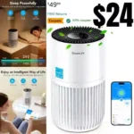 Mini Air Purifier for Bedroom, HEPA Smart Filter Air Purifier with App Alexa Control for Pet Hair, Odors, Pollen, Smoke, Portable Air Cleaner with 3 Speeds, 2 Modes