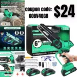 Mini Chainsaw 6-Inch, RLSOO Upgraded Electric Chainsaw Cordless