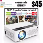 Mini Projector, Upgraded 9500 Lumens Bluetooth Projector with 100 Screen, 1080P Full HD Portable Projector, Movie Projector Compatible with TV Stick