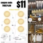 Motion Sensor Light Indoor Under Cabinet Lights, Under Counter Lights for Kitchen, 3-White Under Cabinet Lighting LED Closet Lights Motion Sensored Undercounter Lights for Kitchen