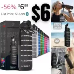 Motivational Sports Water Bottle,32 ounce Water Bottle with Time Marker