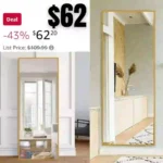 NeuType Full Length Mirror, Aluminum Alloy Thin Frame, 64×21 Gold, Wall Mirror Dressing Mirror, Hanging or Leaning Against Wall, Bedroom Mirror