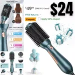 One-Step Hair Dryer Brush, Blow Dryer Brush Oval Shape Hot Air Brush with Negative Ion, Ceramic Coating Women Hair Dryer Volumizer Styler for Drying Curling Straightening