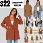 Open Front Coats for Women Dressy Oversized Knit Sweater Cardigan Long Sleeve Casual Button Loose Fit Chunky Coatigan