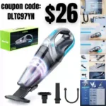 Oraimo Handheld Vacuum Rechargeable, Portable Hand Held Vacuums Cordless with Detachable Battery, Bright LED, 2 Washable Hepa Filters