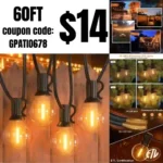 Outdoor String Lights, 60FT Waterproof Patio Lights with 32 Hanging Lights Globe G40 Bulbs