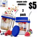 Overnight Oats Containers with Lids – Multi-Functional 16 OZ Overnight Oats Jars – 2 Pack Mason Jars Overnight Oats