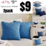 Pack of 2 Royal Blue Boho Decorative Pillow Covers