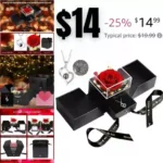 Preserved Red Real Rose with I Love You Necklace -Eternal Flowers Rose Gifts for Mom Grandma Wife Girlfriend on Mothers Day Valentines Christmas Birthday Anniversary Romantic Gifts for Her