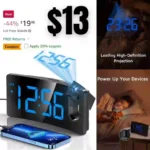 Projection Alarm Clock, Digital Clock with 180 Rotatable Projector