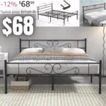Queen Size Bed Frame with Headboard, 14 Inch Metal Platform Mattress Foundation