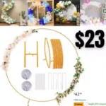 Round Backdrop Stand Gold Wedding Arch Xhakchik Metal Balloon Arch Stand with Guide Rope Circle Backdrop Stand with Base Baby Shower Decoration