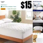 SLEEP ZONE Noiseless Mattress Pad Queen, Ultra Breathable, Cooling Mattress Cover for Hot Sleepers