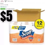 Scott ComfortPlus Toilet Paper, 12 Double Rolls, 231 Sheets per Roll, Septic-Safe