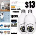 Security Camera 2packs 1080P Wireless WiFi Outdoor Home IP Camera E27 360 Degree