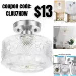 Semi Flush Mount Ceiling Light Fixture, Silver Industrial Glass Hallway Ceiling Light Fixture