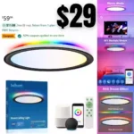Smart Flush Mount Ceiling Light, 12.5 Inch Ceiling Light with Remote Dimmable 2700K-6500K, RGB Low Profile Ambient Light Fixture Work with Alexa & Google Assistant