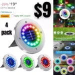 Solar Lights for Outside, 16 LEDs Bright Multicolor Solar Ground Lights Waterproof Solar Landscape Lights for Pathway Garden Yard Walkway Christmas Decorations