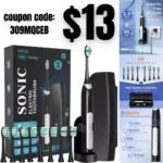 Sonic Electric Toothbrushes for Adults – Rechargeable Electric Toothbrush with Travel Case, 8 Brush Heads and a Holder