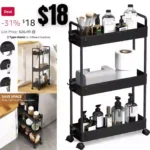 Storage Cart, 3 Tier Mobile Shelving Unit Rolling Utility Cart, Slide Out Organizer for Kitchen