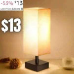 Table Lamp for Bedroom Bedside Lamps for Nightstand, Minimalist Night Stand Light Lamp with Square Fabric Shade