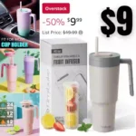 Tumbler with Handle & Fruit Infuser, Stainless Steel Vacuum Insulated Cup with Lid & Straw