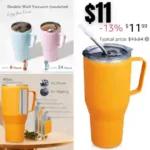 Tumbler with Handle, Stainless Steel Tumbler with Lid and Straw, Insulated Tumbler for Hot Beverages and Cold Drinks